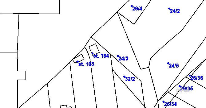 Parcela st. 32/7 v KÚ Vršovice u Loun, Katastrální mapa