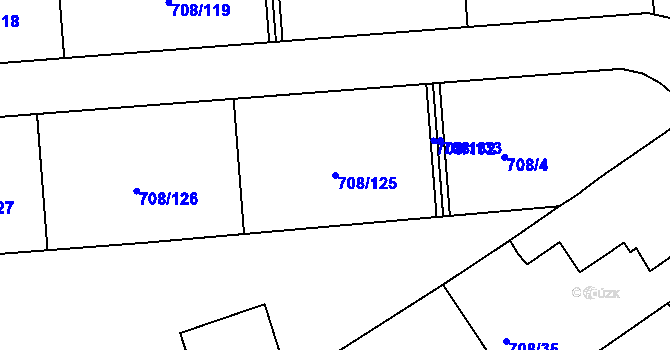 Parcela st. 708/125 v KÚ Vršovice u Loun, Katastrální mapa