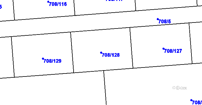 Parcela st. 708/128 v KÚ Vršovice u Loun, Katastrální mapa