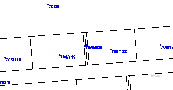 Parcela st. 708/121 v KÚ Vršovice u Loun, Katastrální mapa