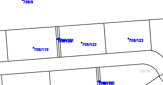 Parcela st. 708/122 v KÚ Vršovice u Loun, Katastrální mapa