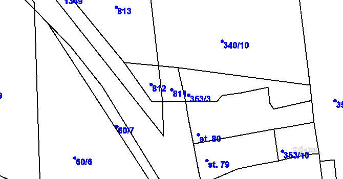 Parcela st. 811 v KÚ Vršovice u Loun, Katastrální mapa