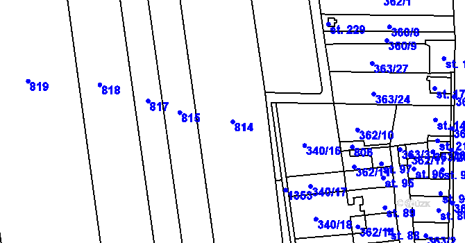 Parcela st. 814 v KÚ Vršovice u Loun, Katastrální mapa