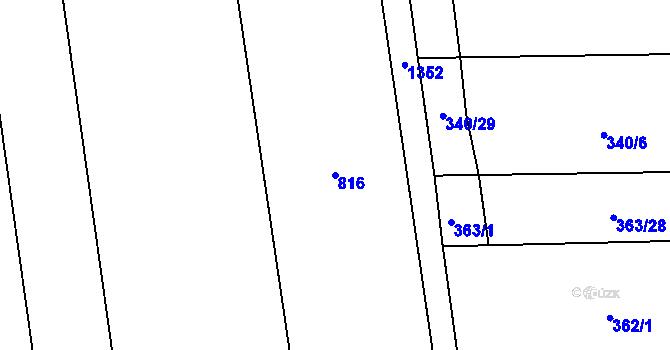 Parcela st. 816 v KÚ Vršovice u Loun, Katastrální mapa