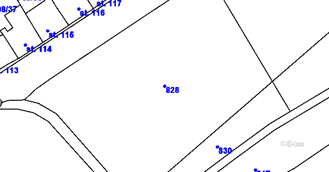 Parcela st. 828 v KÚ Vršovice u Loun, Katastrální mapa