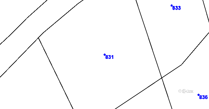 Parcela st. 831 v KÚ Vršovice u Loun, Katastrální mapa