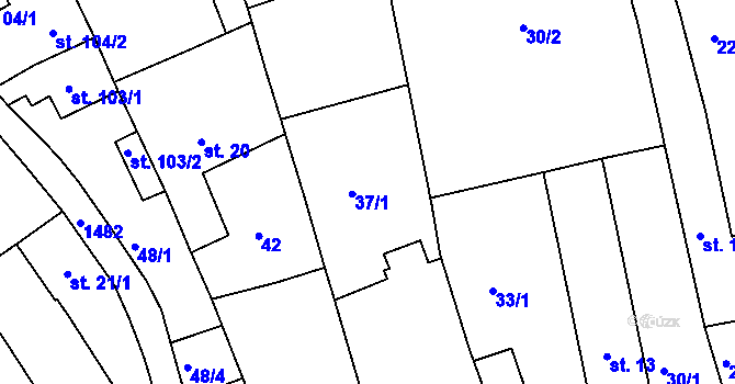Parcela st. 37/1 v KÚ Vršovice u Opavy, Katastrální mapa