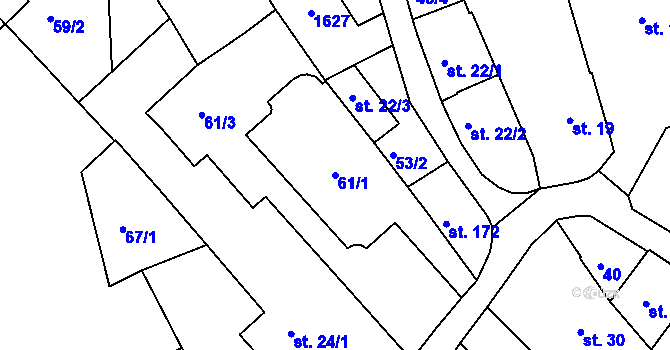 Parcela st. 61/1 v KÚ Vršovice u Opavy, Katastrální mapa