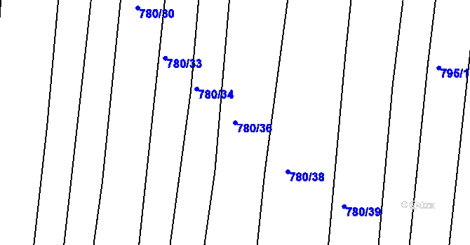 Parcela st. 780/36 v KÚ Vršovice u Opavy, Katastrální mapa