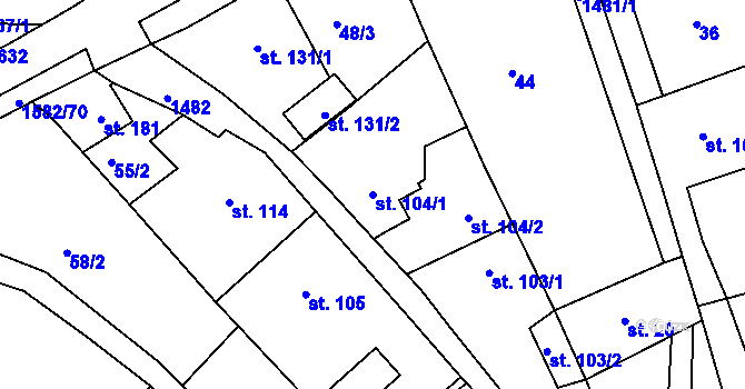 Parcela st. 104/1 v KÚ Vršovice u Opavy, Katastrální mapa