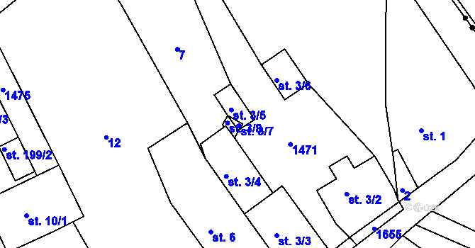 Parcela st. 3/7 v KÚ Vršovice u Opavy, Katastrální mapa