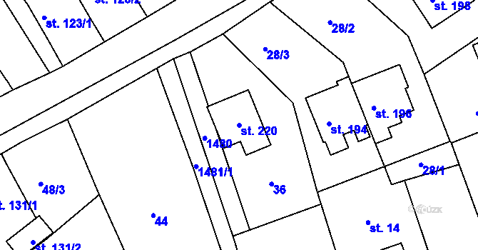 Parcela st. 220 v KÚ Vršovice u Opavy, Katastrální mapa
