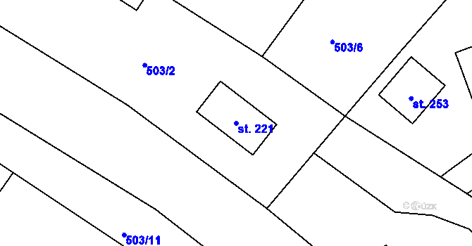 Parcela st. 221 v KÚ Vršovice u Opavy, Katastrální mapa