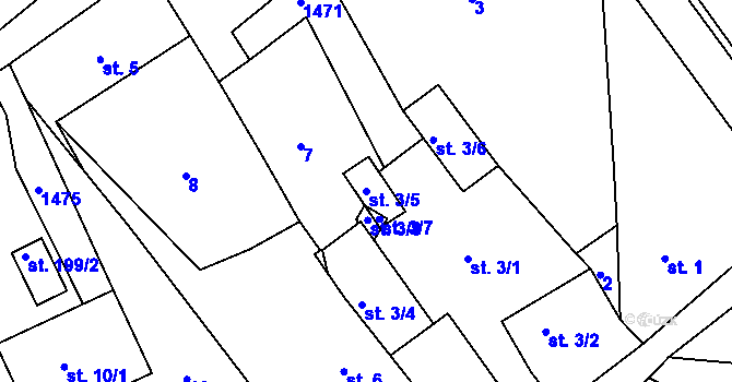 Parcela st. 3/5 v KÚ Vršovice u Opavy, Katastrální mapa