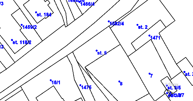 Parcela st. 5 v KÚ Vršovice u Opavy, Katastrální mapa