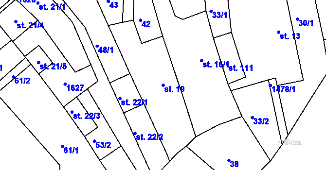 Parcela st. 19 v KÚ Vršovice u Opavy, Katastrální mapa