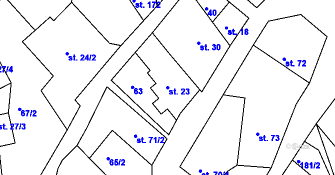Parcela st. 23 v KÚ Vršovice u Opavy, Katastrální mapa