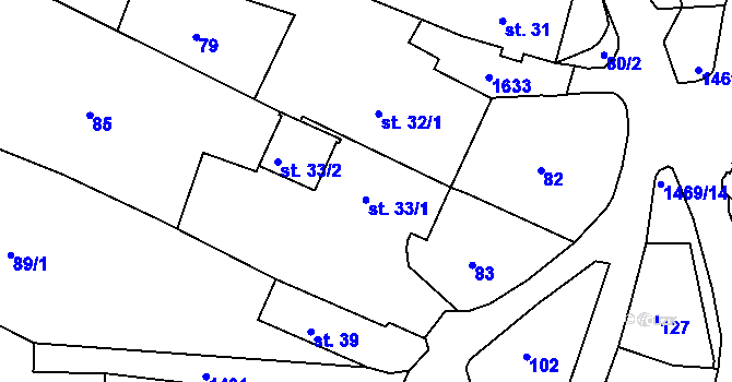 Parcela st. 33/1 v KÚ Vršovice u Opavy, Katastrální mapa