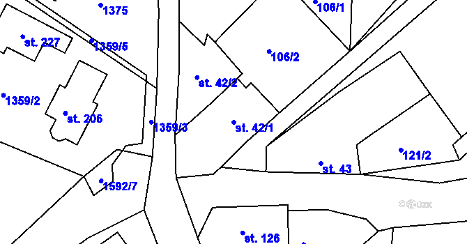 Parcela st. 42/1 v KÚ Vršovice u Opavy, Katastrální mapa