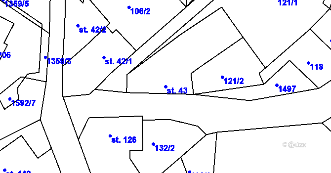 Parcela st. 43 v KÚ Vršovice u Opavy, Katastrální mapa