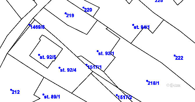 Parcela st. 92/1 v KÚ Vršovice u Opavy, Katastrální mapa