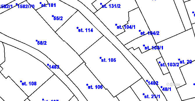 Parcela st. 105 v KÚ Vršovice u Opavy, Katastrální mapa