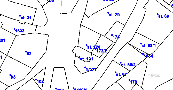 Parcela st. 120 v KÚ Vršovice u Opavy, Katastrální mapa