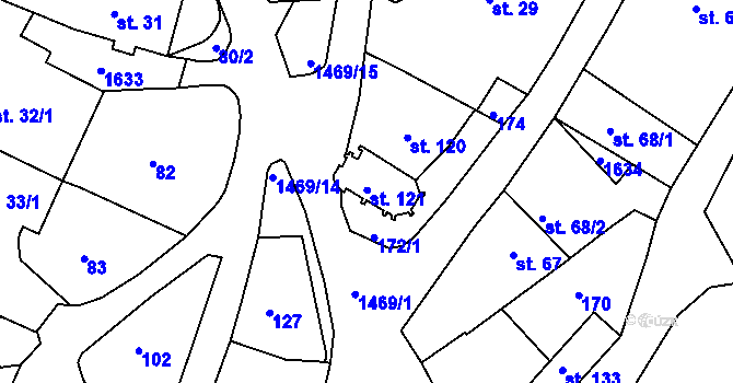 Parcela st. 121 v KÚ Vršovice u Opavy, Katastrální mapa