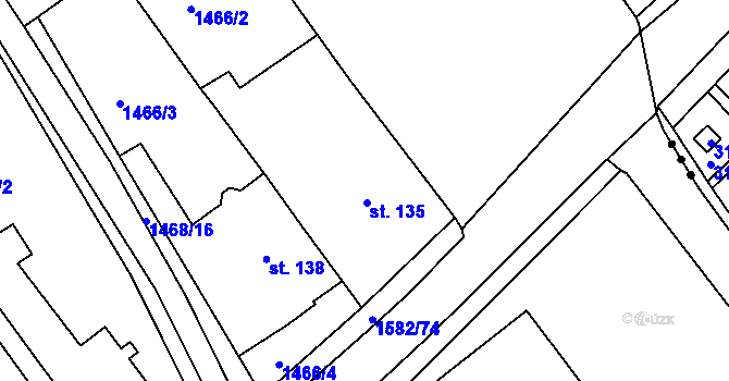 Parcela st. 135 v KÚ Vršovice u Opavy, Katastrální mapa