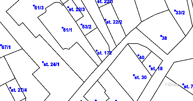 Parcela st. 172 v KÚ Vršovice u Opavy, Katastrální mapa