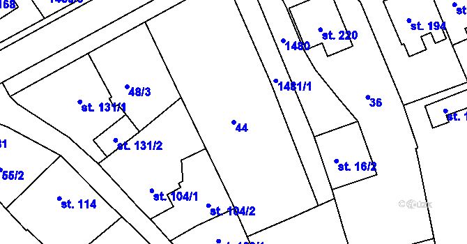 Parcela st. 44 v KÚ Vršovice u Opavy, Katastrální mapa