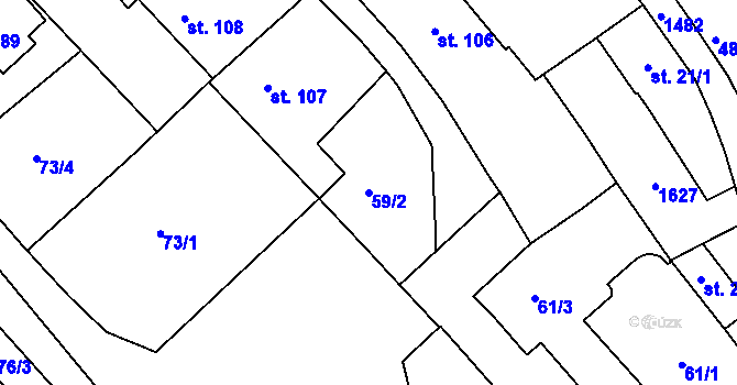 Parcela st. 59/2 v KÚ Vršovice u Opavy, Katastrální mapa