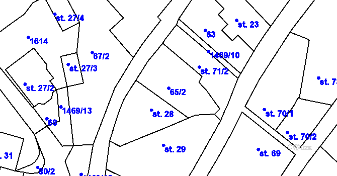 Parcela st. 65/2 v KÚ Vršovice u Opavy, Katastrální mapa
