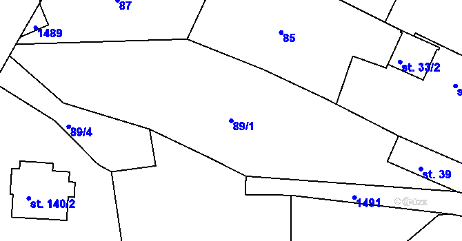 Parcela st. 89/1 v KÚ Vršovice u Opavy, Katastrální mapa
