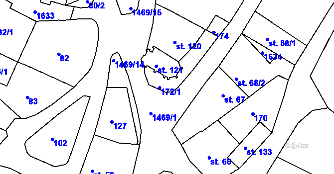 Parcela st. 172/1 v KÚ Vršovice u Opavy, Katastrální mapa