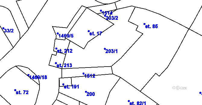 Parcela st. 203 v KÚ Vršovice u Opavy, Katastrální mapa