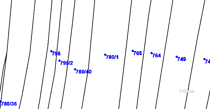 Parcela st. 780/1 v KÚ Vršovice u Opavy, Katastrální mapa
