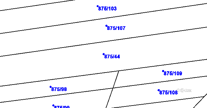 Parcela st. 875/44 v KÚ Vršovice u Opavy, Katastrální mapa