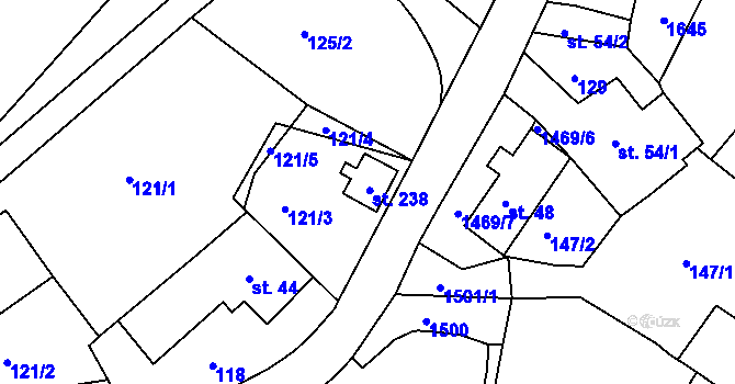 Parcela st. 238 v KÚ Vršovice u Opavy, Katastrální mapa