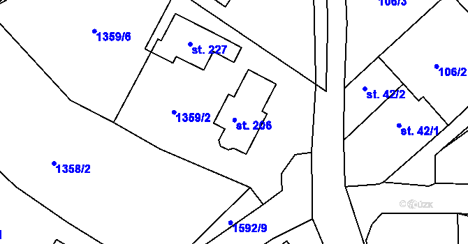 Parcela st. 206 v KÚ Vršovice u Opavy, Katastrální mapa