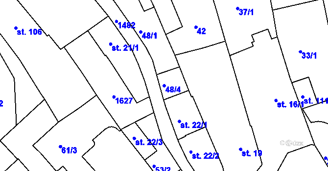 Parcela st. 48/4 v KÚ Vršovice u Opavy, Katastrální mapa