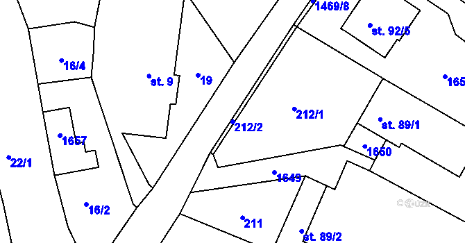 Parcela st. 212/2 v KÚ Vršovice u Opavy, Katastrální mapa