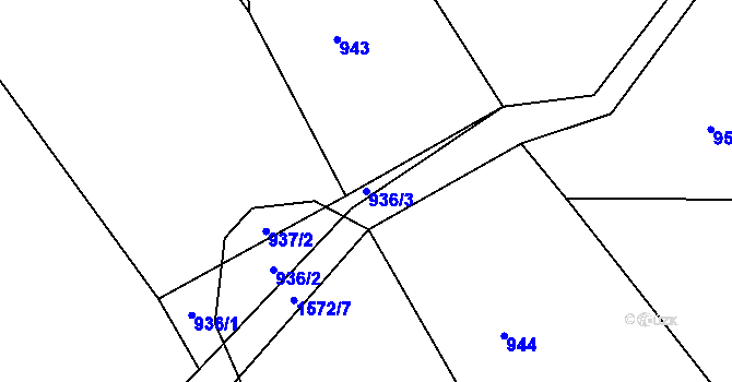 Parcela st. 936/3 v KÚ Vršovice u Opavy, Katastrální mapa
