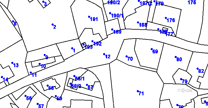 Parcela st. 12 v KÚ Vršovka, Katastrální mapa