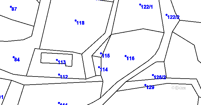 Parcela st. 115 v KÚ Vršovka, Katastrální mapa