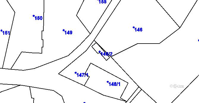 Parcela st. 148/2 v KÚ Vršovka, Katastrální mapa