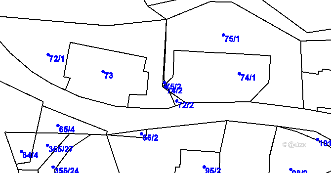 Parcela st. 74/2 v KÚ Vršovka, Katastrální mapa