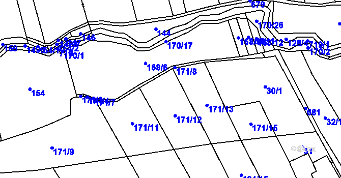 Parcela st. 171 v KÚ Svařenice, Katastrální mapa