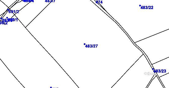 Parcela st. 483/27 v KÚ Svařenice, Katastrální mapa