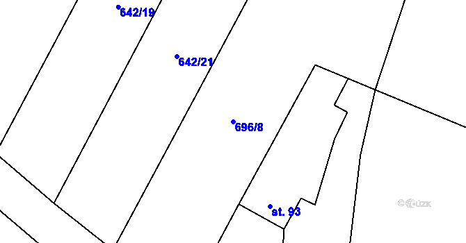 Parcela st. 696/8 v KÚ Vrutice, Katastrální mapa